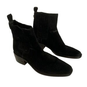 Sam Edelman Black Suede Chelsea Block Heel Ankle Boots‎ Women's Size 6